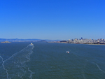 The view to Alcatraz & SF from the centre of the bridge